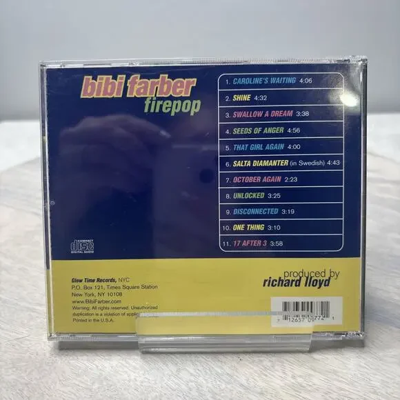 Bibi Farber – Firepop (CD, 1998/99 Glow Time Records, NYC-01, Indie Rock / Alt-P - Picture 2 of 5